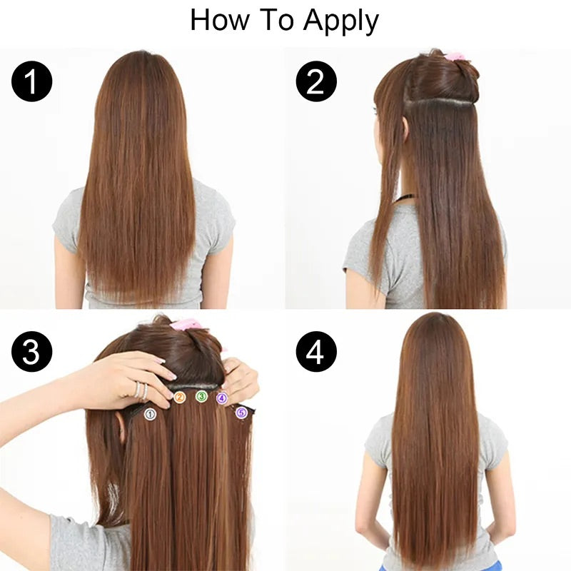 Veira One-Piece Clip In Synthetic Silky Straight Hair Extensions - Chocolate Brown/Dark Brown - 24-Inch