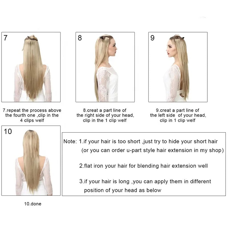 Veira Clip-In 7-Piece Silky Straight Synthetic Hair Extensions - Natural Blonde - 22inch