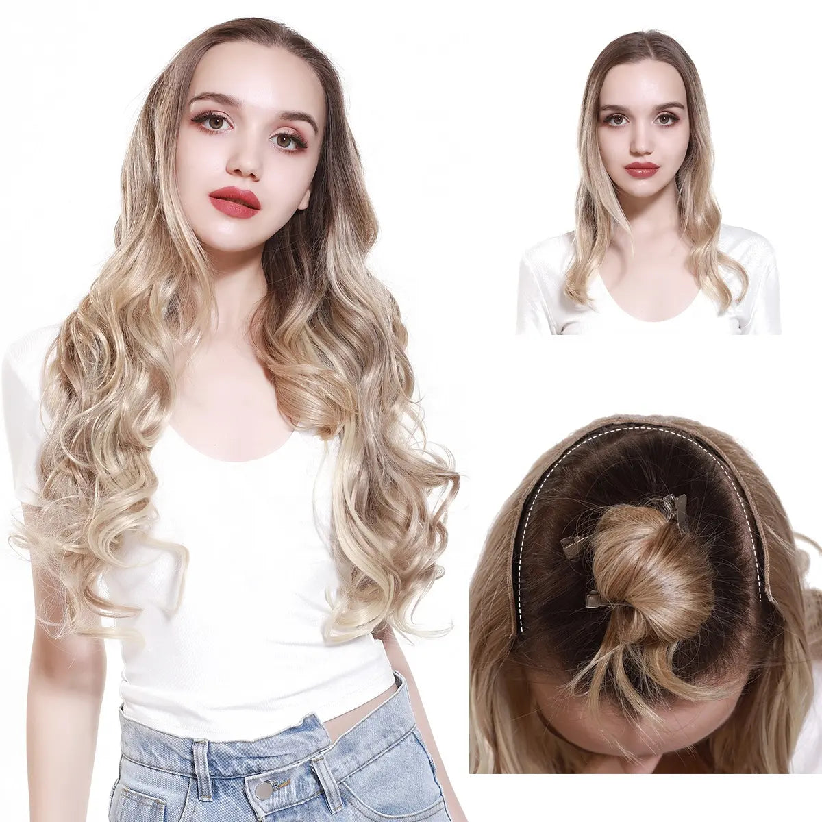 Veira 5 Clip In One Piece Synthetic Curly Hair Extensions - Black - 26 inch