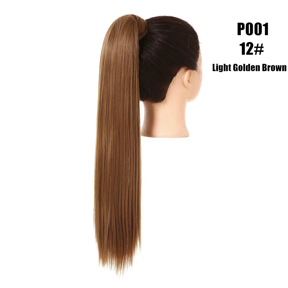 Veira Synthetic Silky Straight Wrap Around Hair Ponytail Extension - Light Golden Brown - 24 Inch