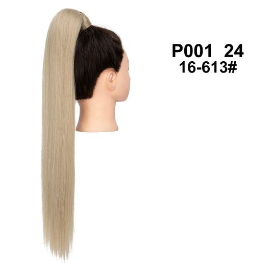 Veira Synthetic Silky Straight Wrap Around Hair Ponytail Extension - Blonde - 24 Inch