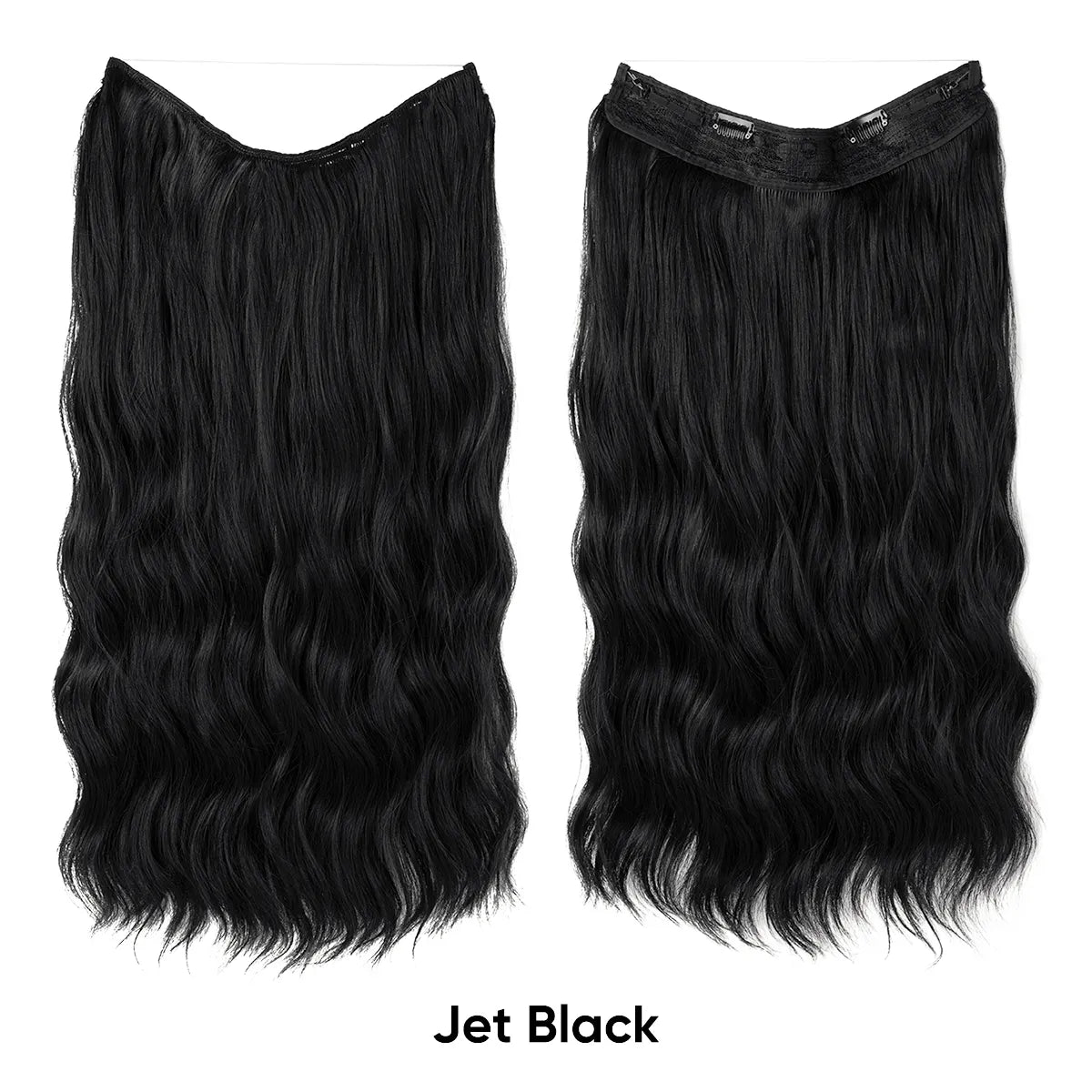 Veira Ombre Invisible Halo Wavy Synthetic Hair Extensions - Jet Black - 24 Inches