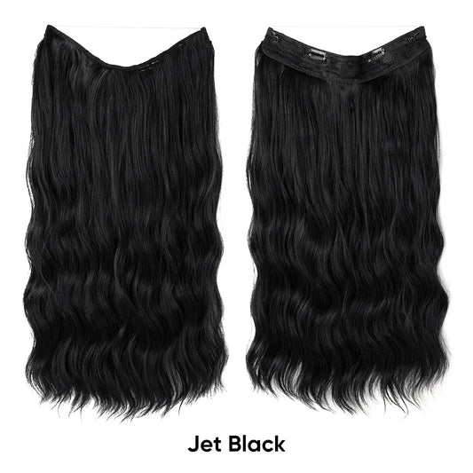 Veira Ombre Invisible Halo Wavy Synthetic Hair Extensions - Jet Black - 24 Inches
