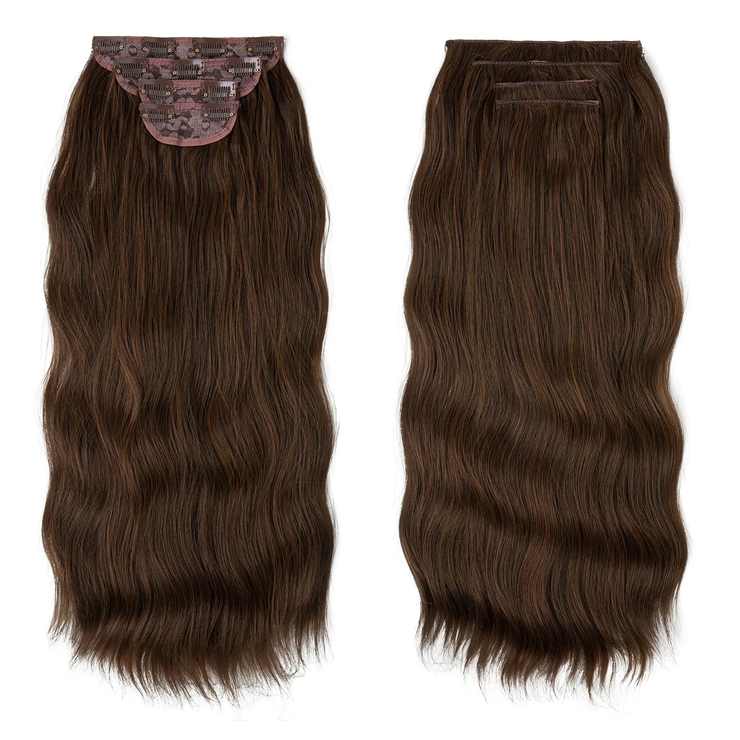 Veira Clip-In 4-Piece Wavy Synthetic Hair Extensions - Brown - 22inch
