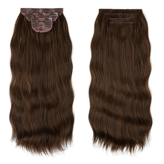 Veira Clip-In 4-Piece Wavy Synthetic Hair Extensions - Brown - 22inch