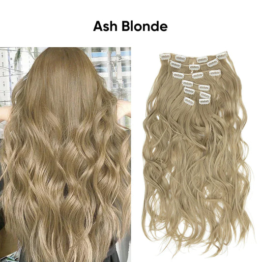 Veira  7-Piece Ombre Clip-In Spring Curl Synthetic Hair Extensions - 20” - Ash Blonde