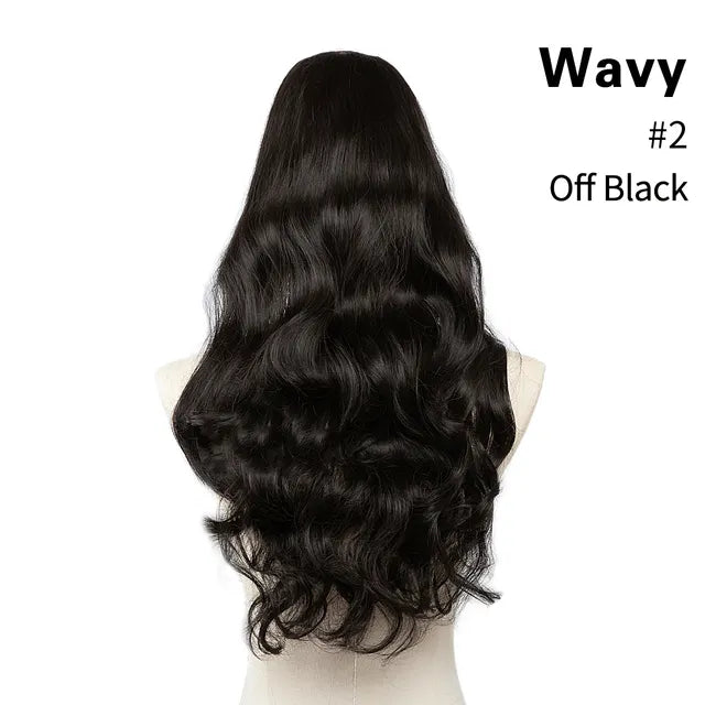 Veira One Piece Clip In U Part Synthetic Curly Hair Extensions - Off Black - 20-Inch