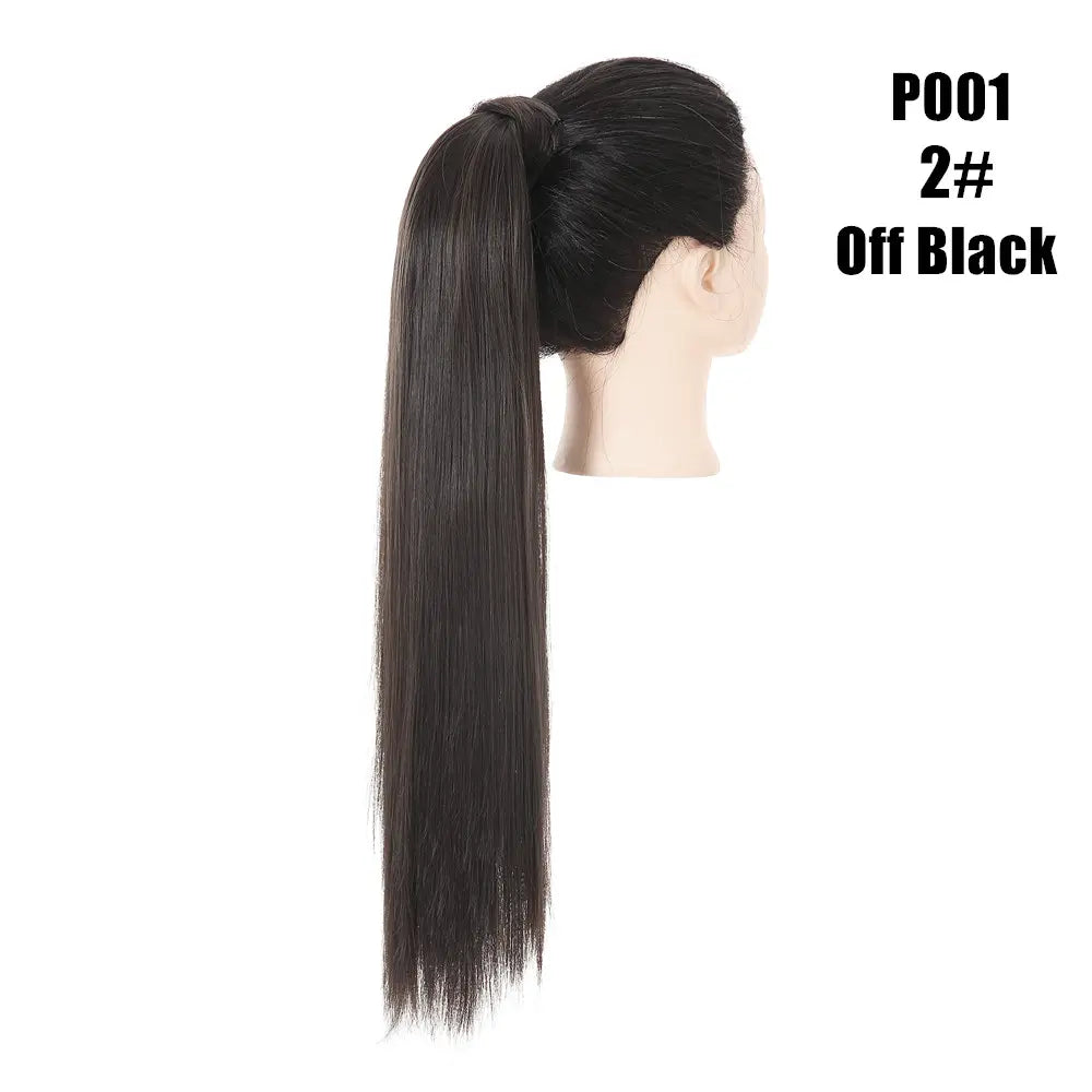 Veira Synthetic Silky Straight Wrap Around Hair Ponytail Extension - Off Black - 24 Inch
