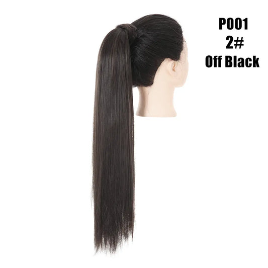 Veira Synthetic Silky Straight Wrap Around Hair Ponytail Extension - Off Black - 24 Inch
