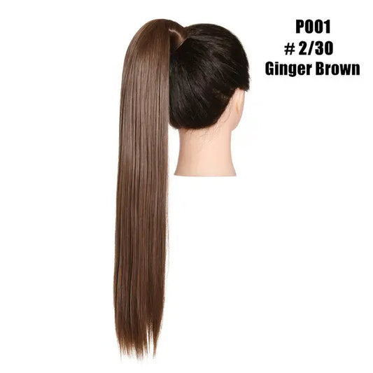 Veira Synthetic Silky Straight Wrap Around Hair Ponytail Extension - Ginger Brown -  24 Inch