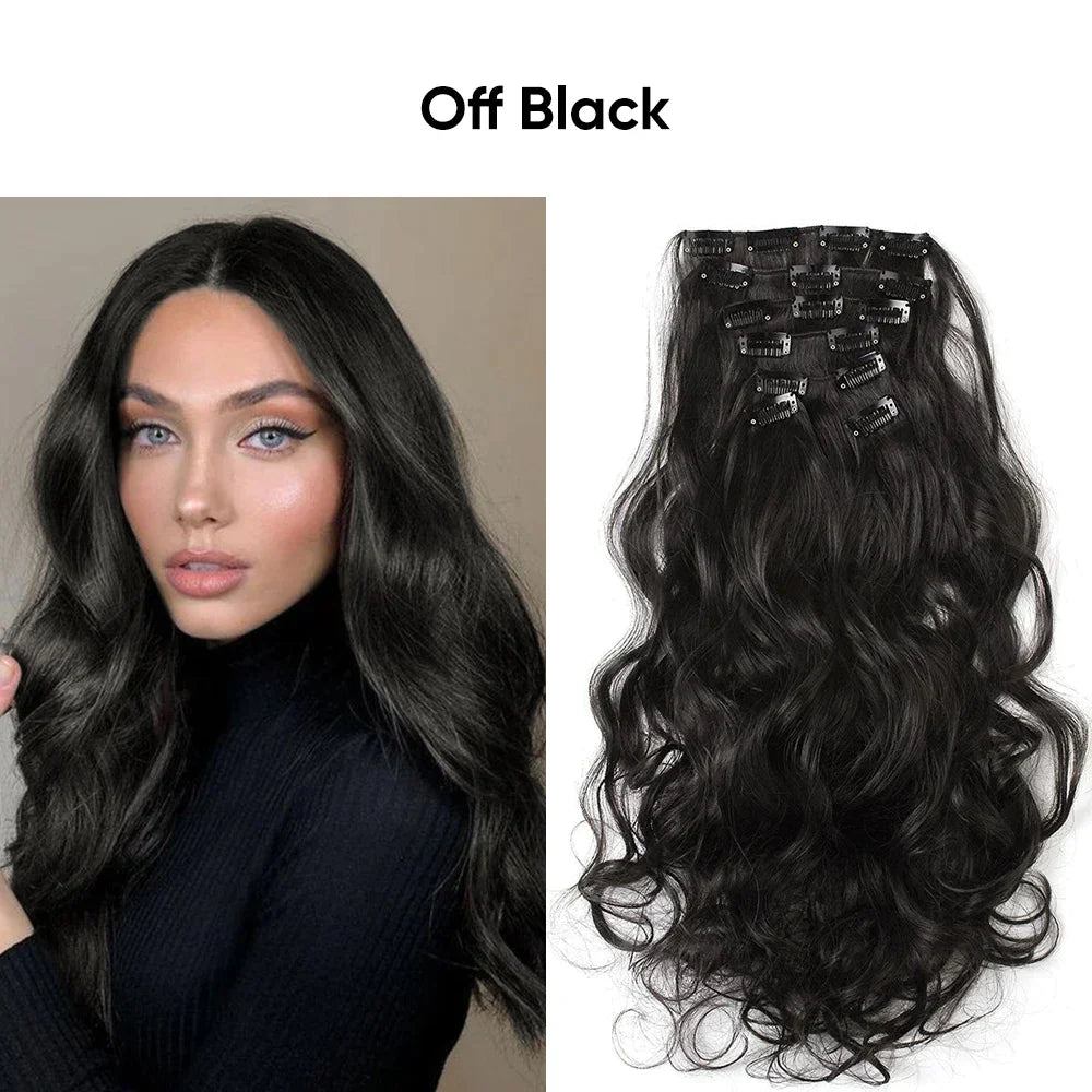 Veira  7-Piece Ombre Clip-In Spring Curl Synthetic Hair Extensions - Off Black - 20inch