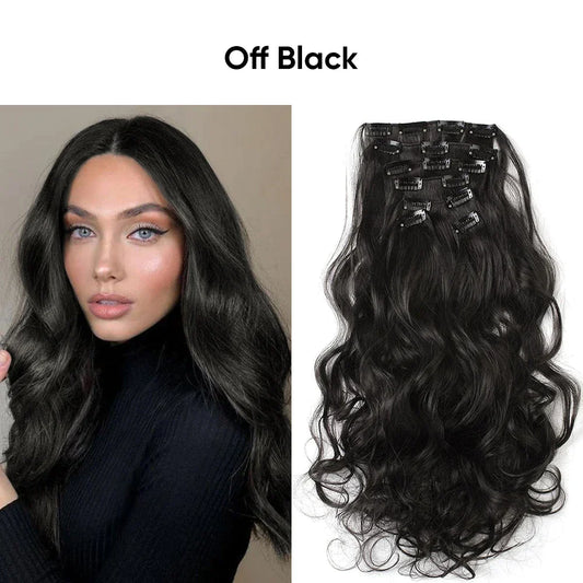 Veira  7-Piece Ombre Clip-In Spring Curl Synthetic Hair Extensions - Off Black - 20inch