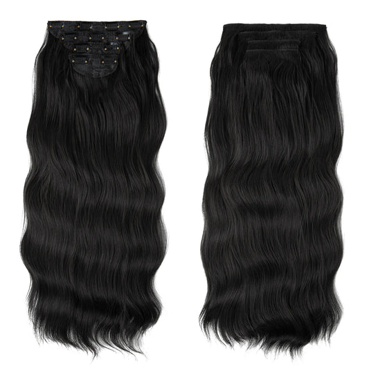 Veira Clip-In 4-Piece Wavy Synthetic Hair Extensions -  Black - 22inch