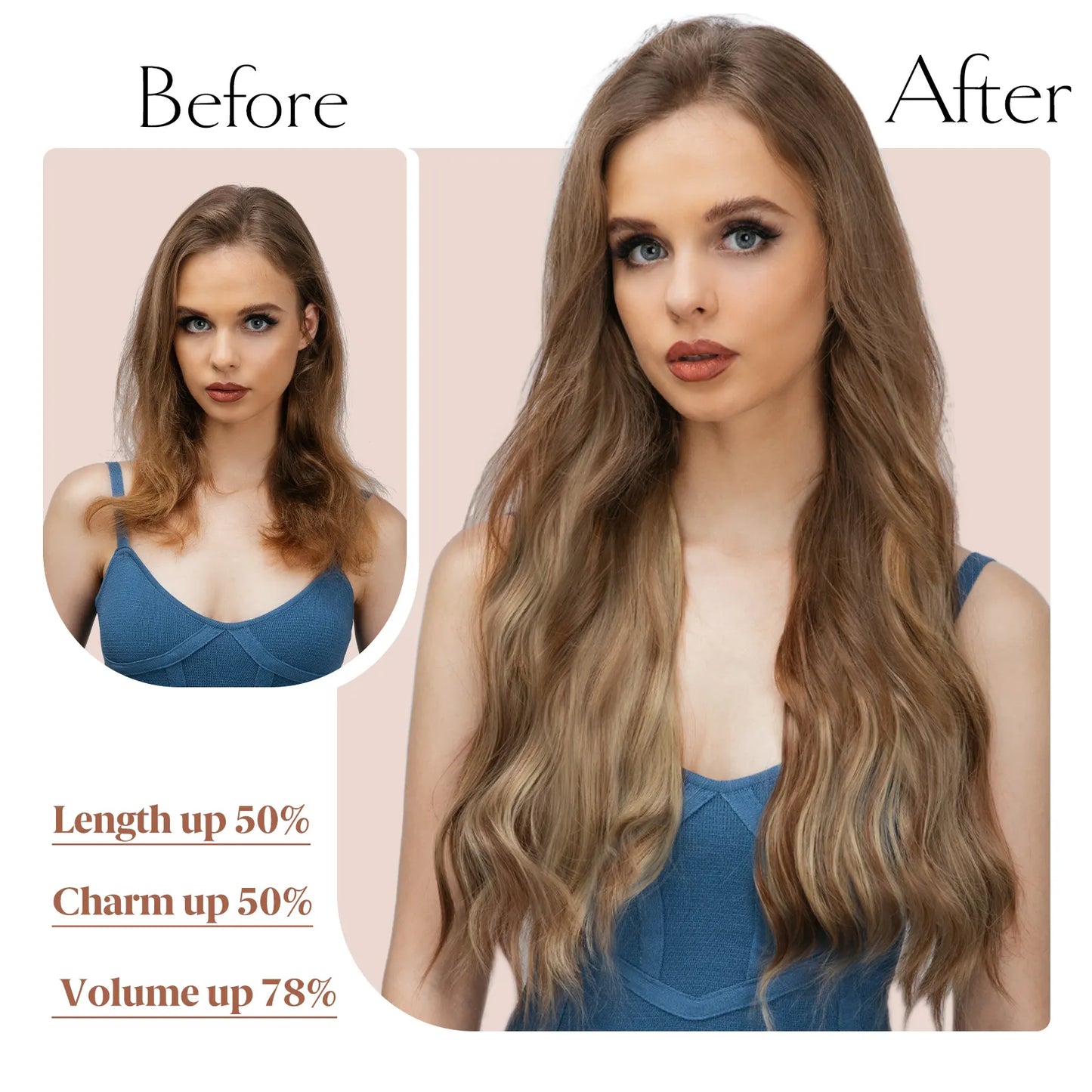Veira Clip-In 4-Piece Wavy Synthetic Hair Extensions - Beach Blonde - 22inch