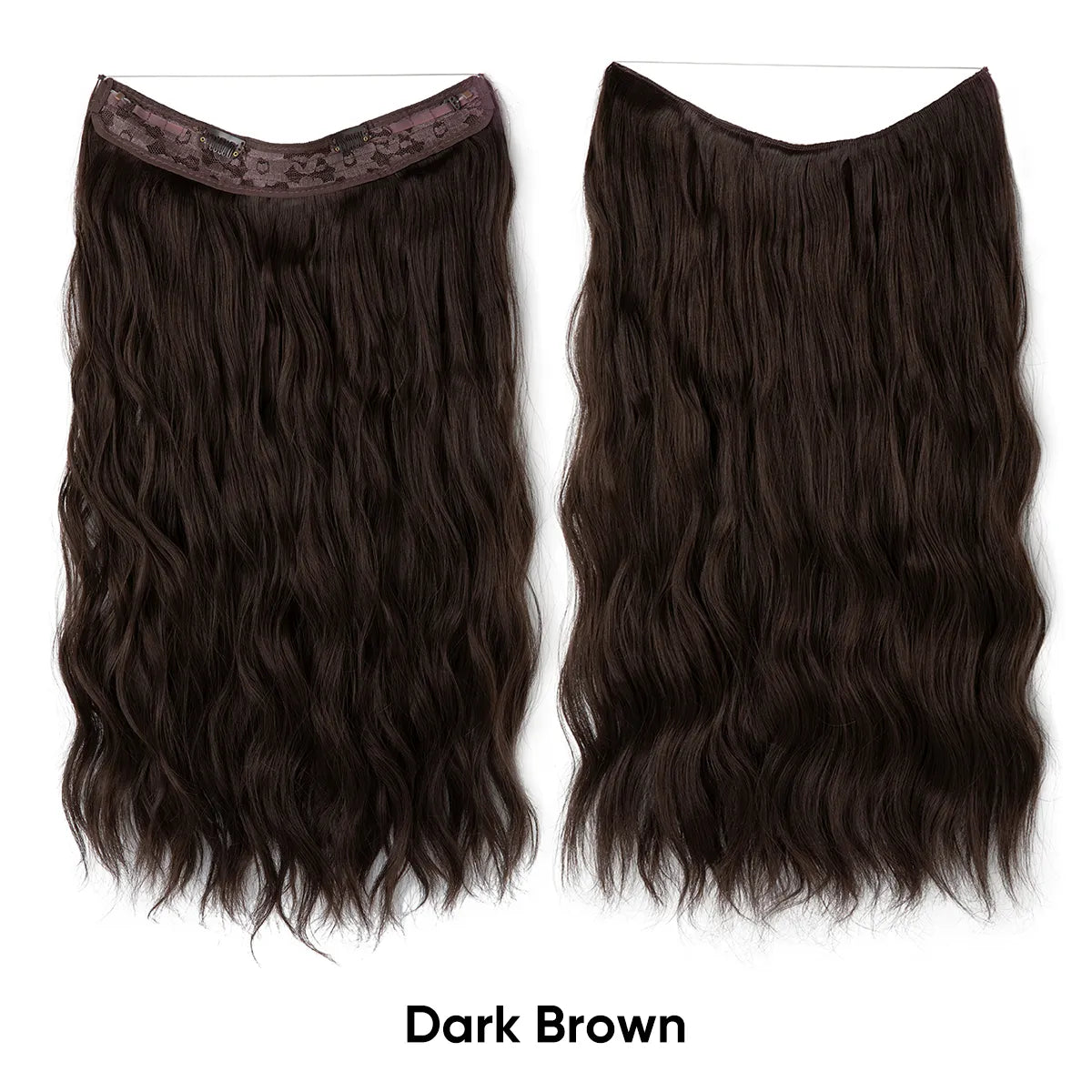 Veira Ombre Invisible Halo Wavy Synthetic Hair Extensions - Dark Brown - 24 Inches