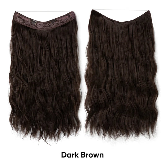 Veira Ombre Invisible Halo Wavy Synthetic Hair Extensions - Dark Brown - 24 Inches