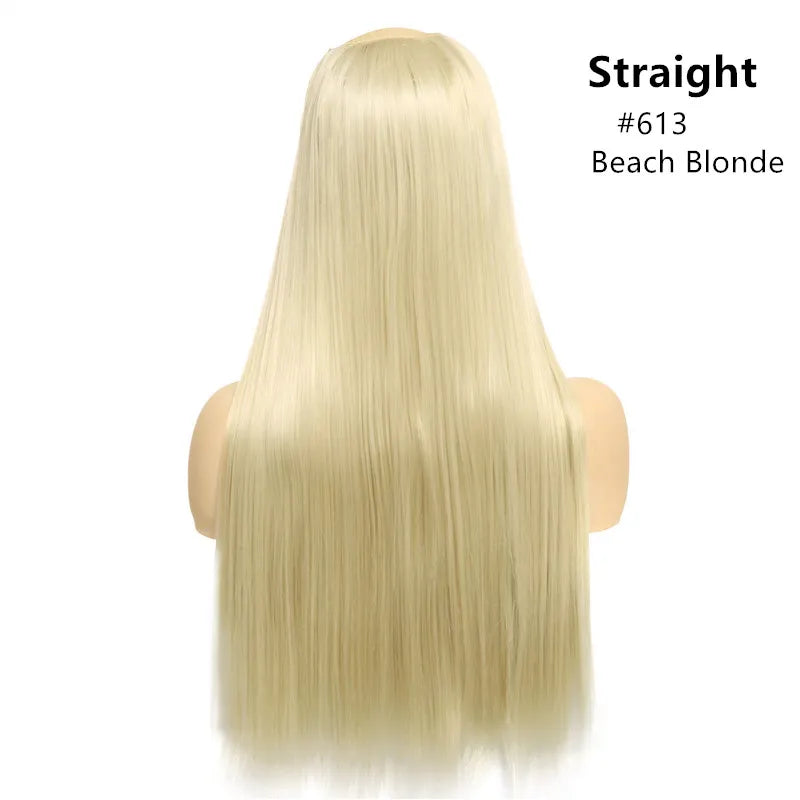 Veira One Piece Clip In U Part Synthetic Silky Straight Hair Extensions - Beach Blonde - 24-Inch