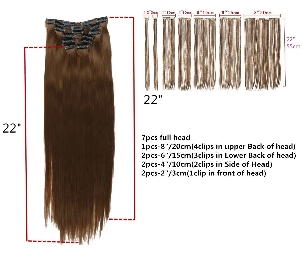 Veira Clip-In 7-Piece Silky Straight Synthetic Hair Extensions - Natural Blonde - 22inch