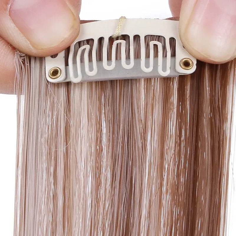 Veira Clip-In 7-Piece Silky Straight Synthetic Hair Extensions - Medium Brown - 22inch