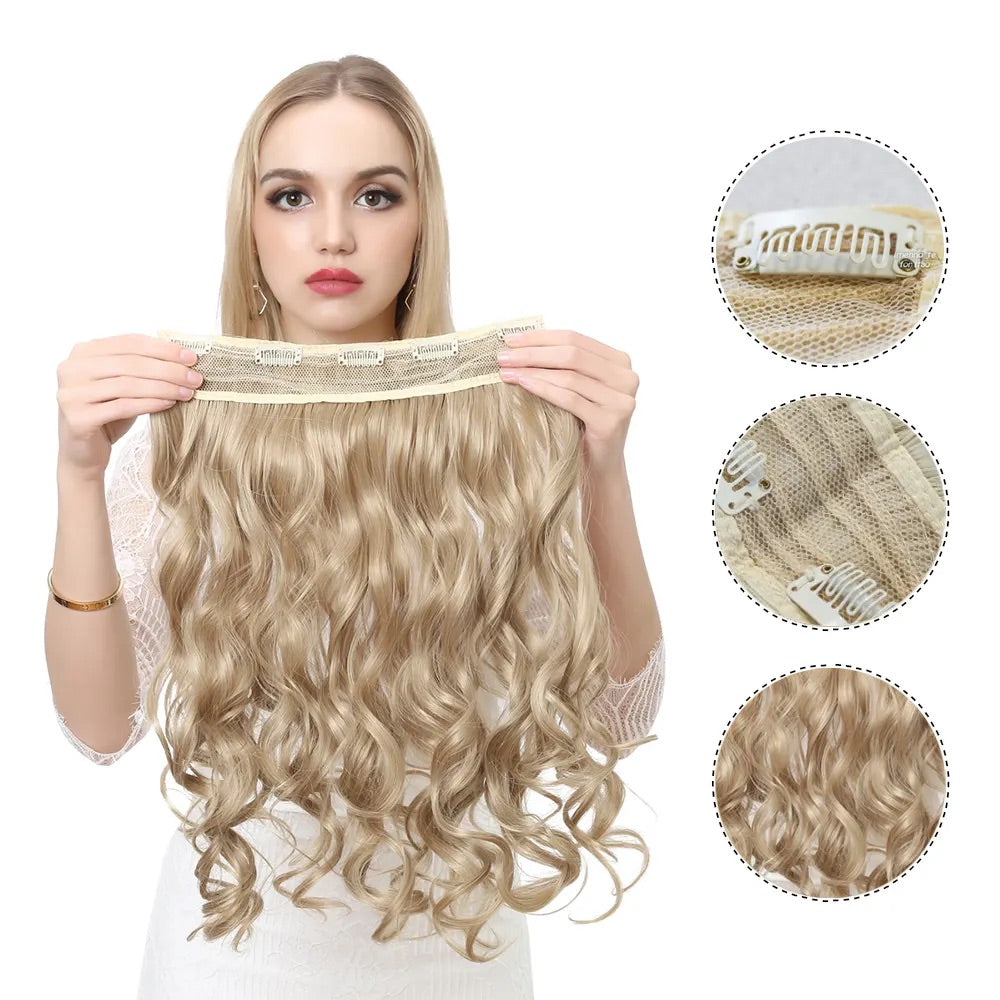 Veira One Piece Clip In Synthetic Wavy Hair Extensions - Jet Black - 20-Inch