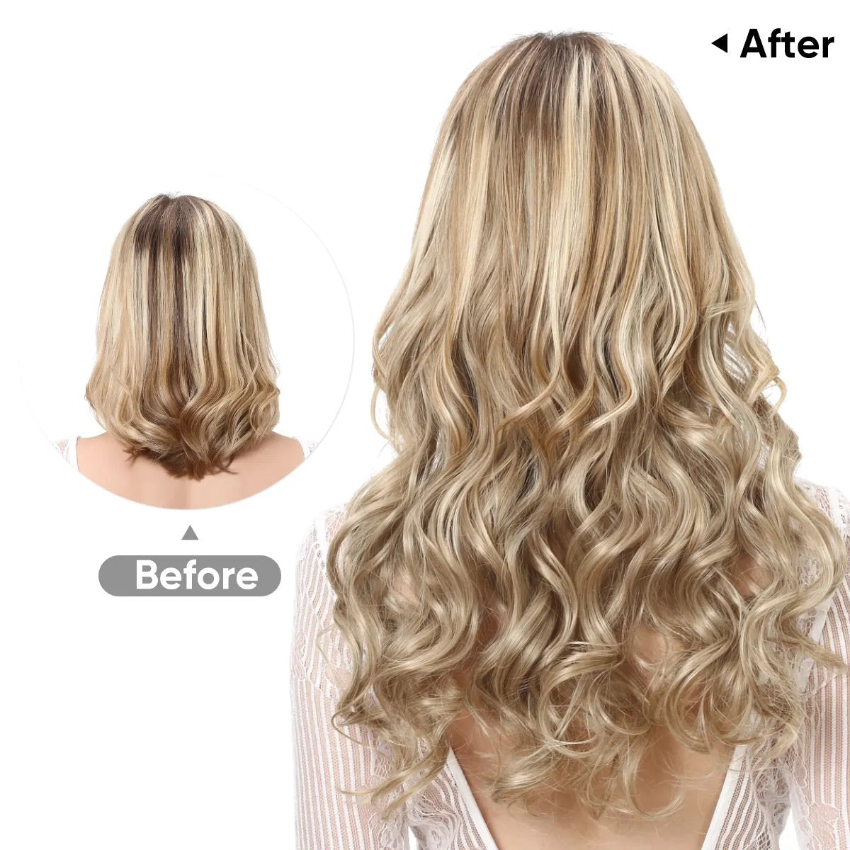 Veira One Piece Clip In Synthetic Wavy Hair Extensions - Dirty Blonde - 20-Inch