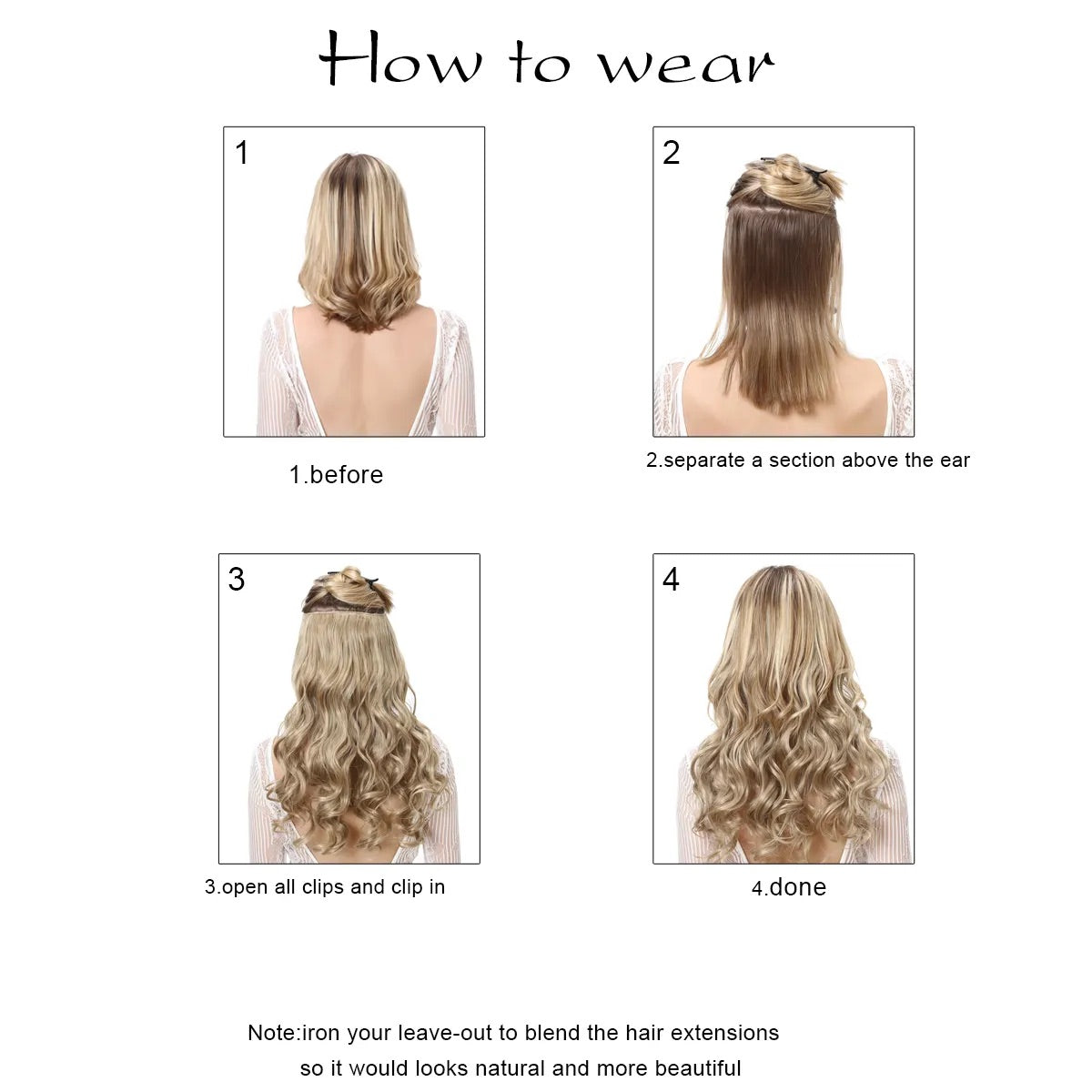 Veira One Piece Clip In Synthetic Wavy Hair Extensions - Ginger Brown 20-Inch