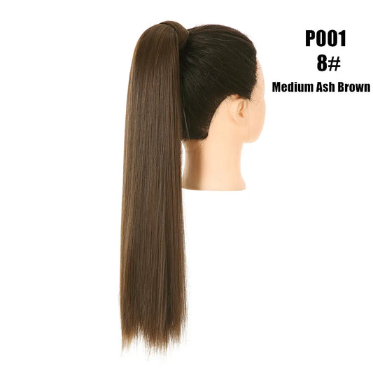 Veira Synthetic Silky Straight Wrap Around Hair Ponytail Extension - Medium Brown - 24 Inch