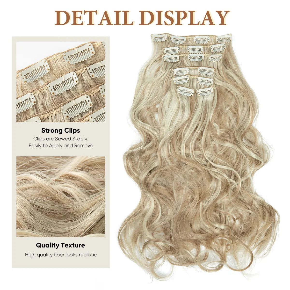 Veira  7-Piece Ombre Clip-In Spring Curl Synthetic Hair Extensions - 20” - Ash Blonde