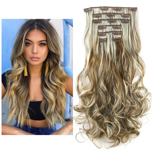 Veira  7-Piece Ombre Clip-In Spring Curl Synthetic Hair Extensions - Beach Blonde - 20inch