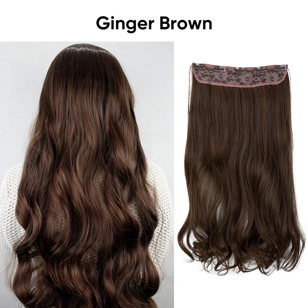 Veira One Piece Clip In Synthetic Wavy Hair Extensions - Ginger Brown 20-Inch