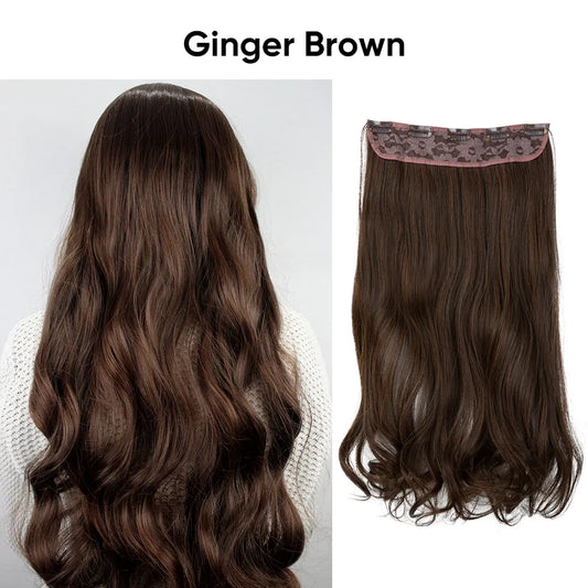 Veira One Piece Clip In Synthetic Wavy Hair Extensions - Ginger Brown 20-Inch