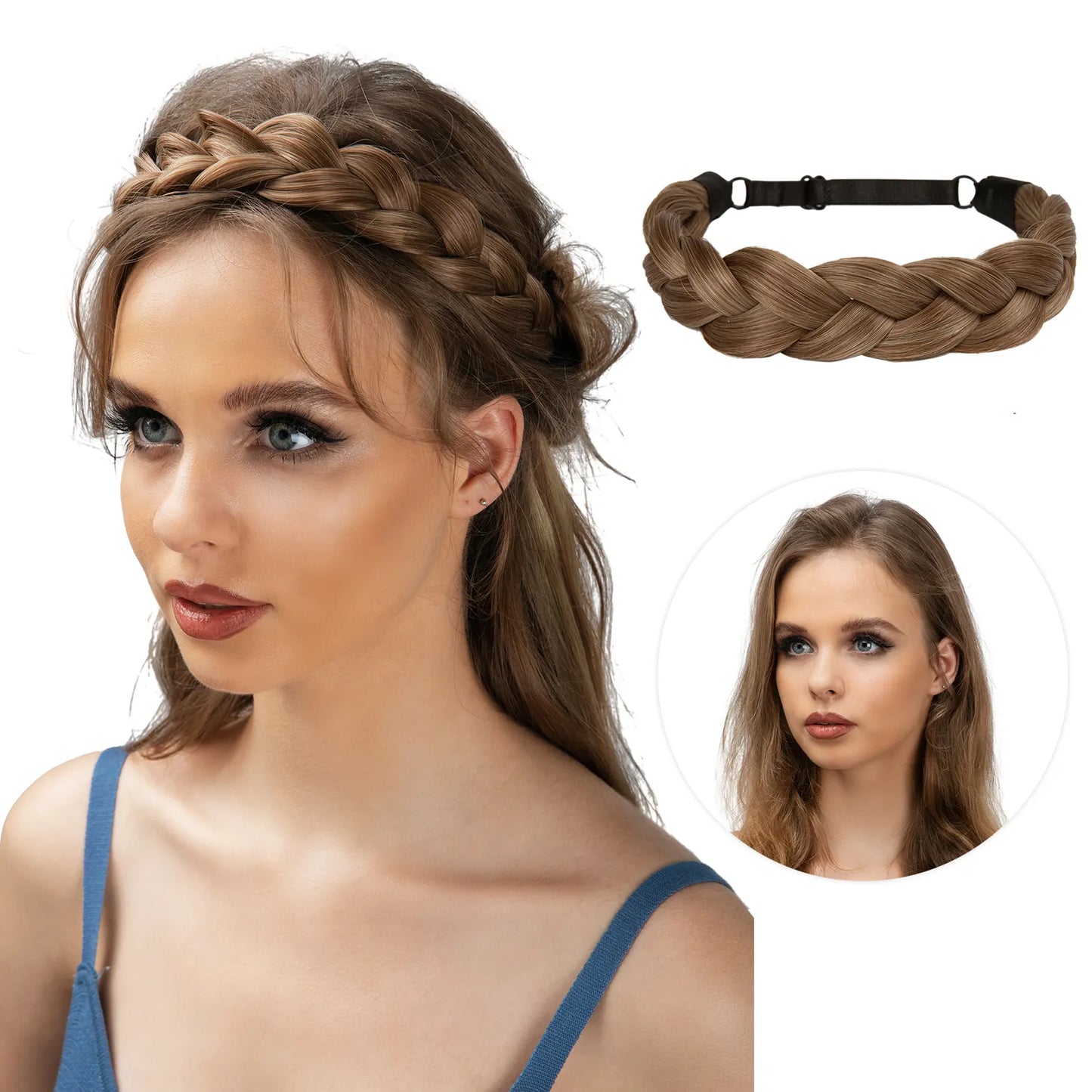 Veira Adjustable Handmade Braided Synthetic Hair Headband
