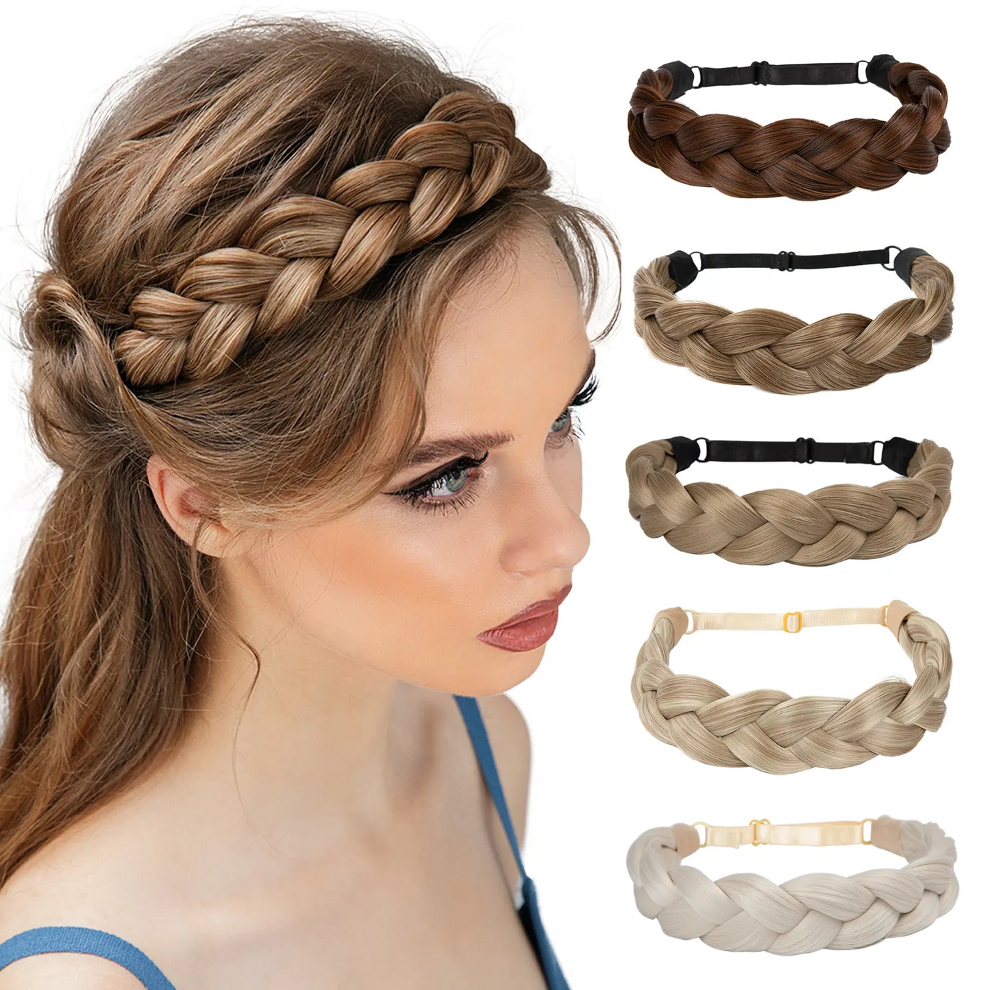 Veira Adjustable Handmade Braided Synthetic Hair Headband