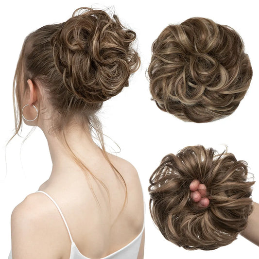 Veira Premium Synthetic Fiber Updo Curly Messy Scrunchie Hair Extension Chignon Bun