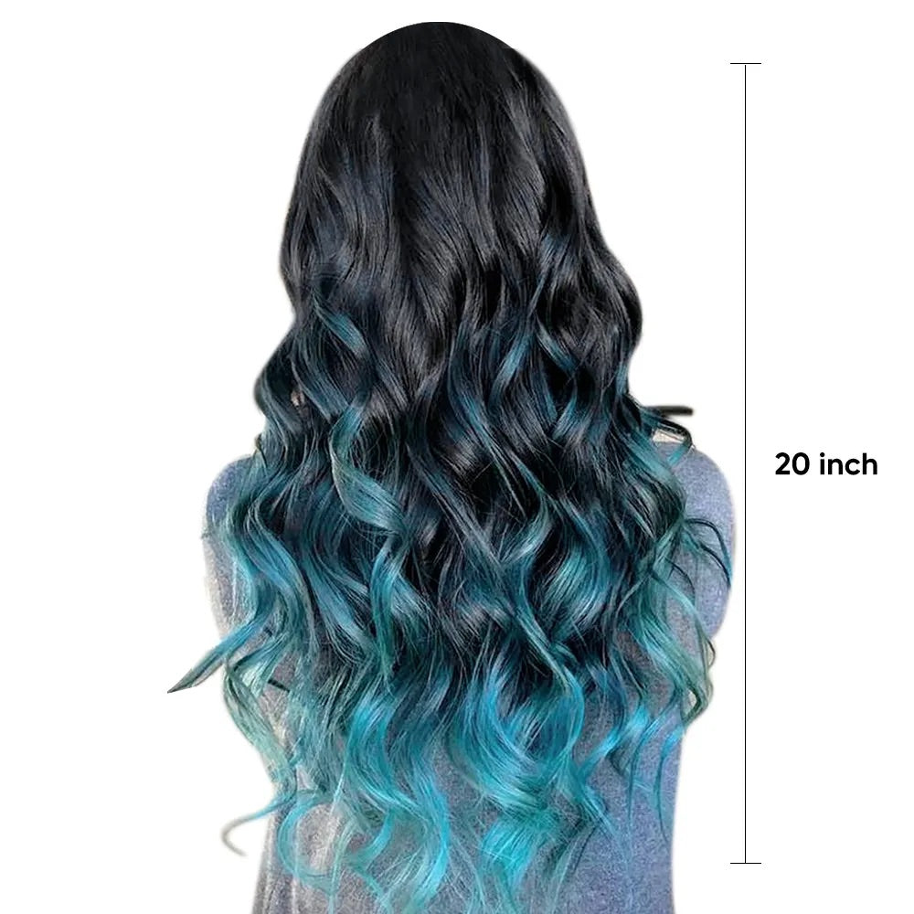 Veira One Piece Clip In Synthetic Wavy Hair Extensions - Jet Black - 20-Inch