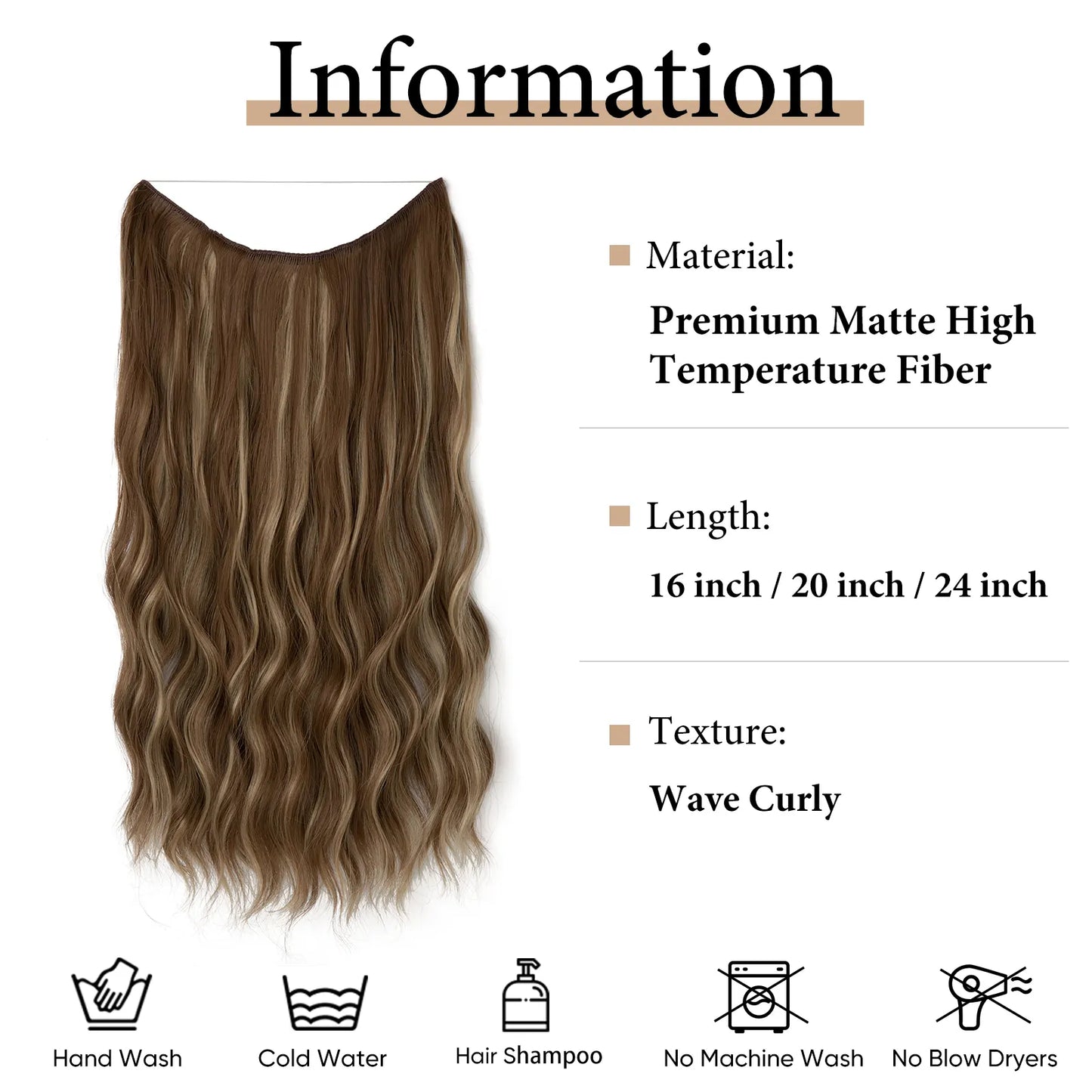 Veira Ombre Invisible Halo Wavy Synthetic Hair Extensions - Off Black - 24 Inches