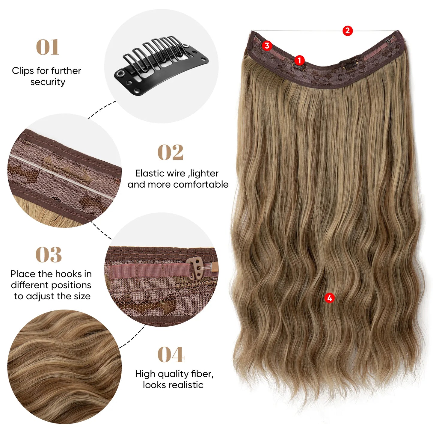 Veira Ombre Invisible Halo Wavy Synthetic Hair Extensions - Dirty Blonde - 24 Inches