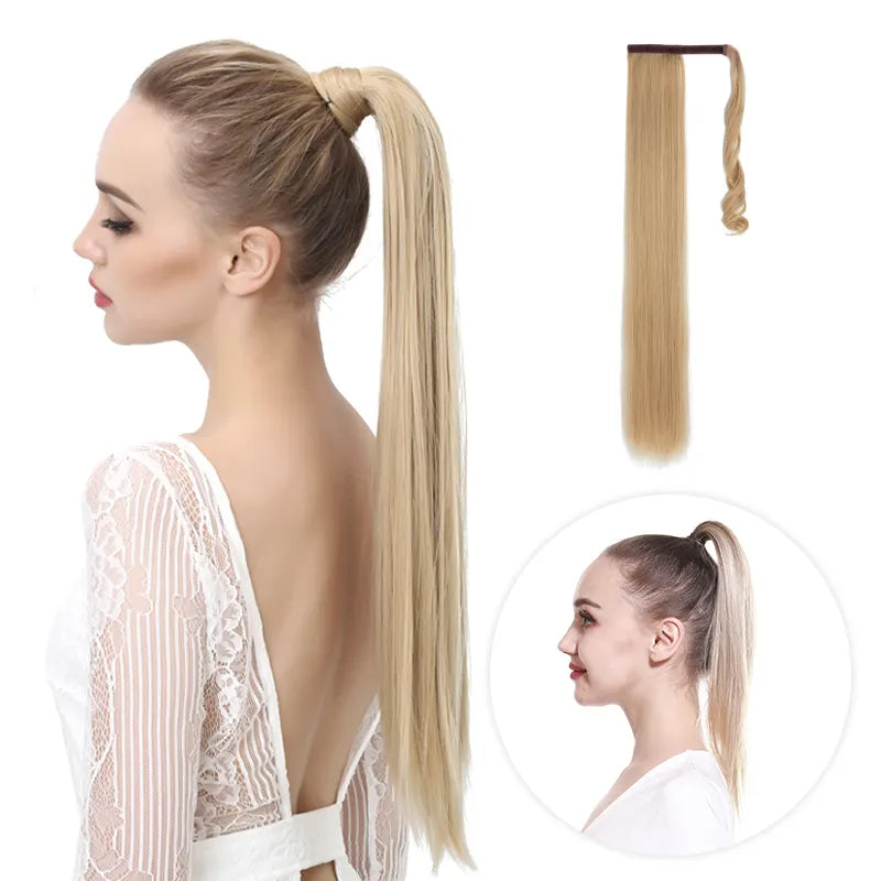 Veira Synthetic Silky Straight Wrap Around Hair Ponytail Extension - Blonde - 24 Inch