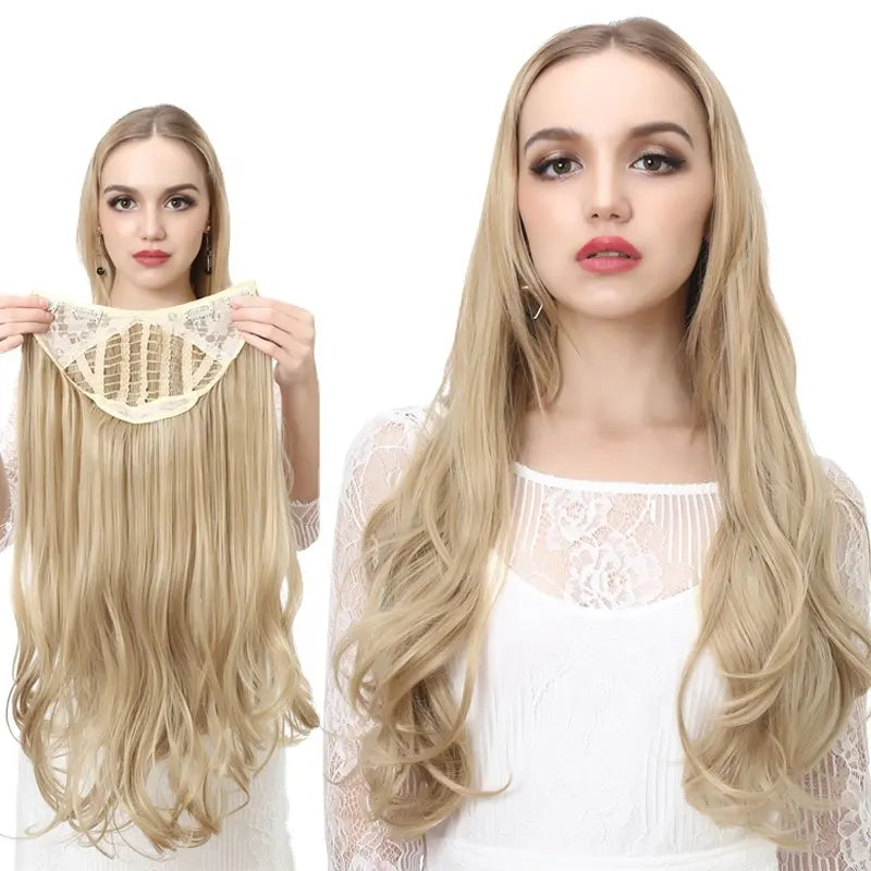 Veira One Piece Clip In U Part Synthetic Curly Hair Extensions - Copper Auburn - 24-Inch