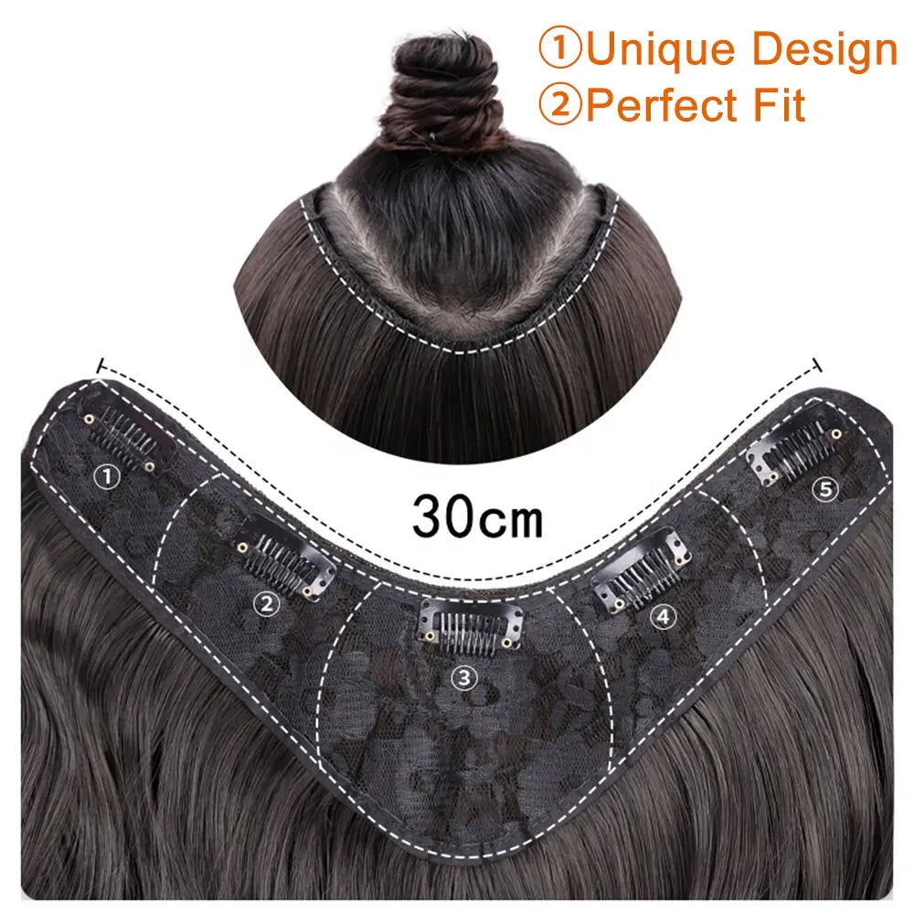Veira 5 Clip In One Piece Synthetic Curly Hair Extensions - Black - 26 inch