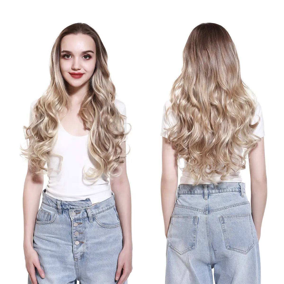 Veira 5 Clip In One Piece Synthetic Curly Hair Extensions - Black - 26 inch